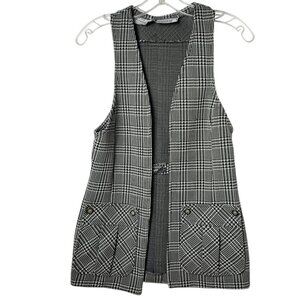 Campus Casuals VtgHoundstooth Vest With Button Pockets Blk/Wht Small